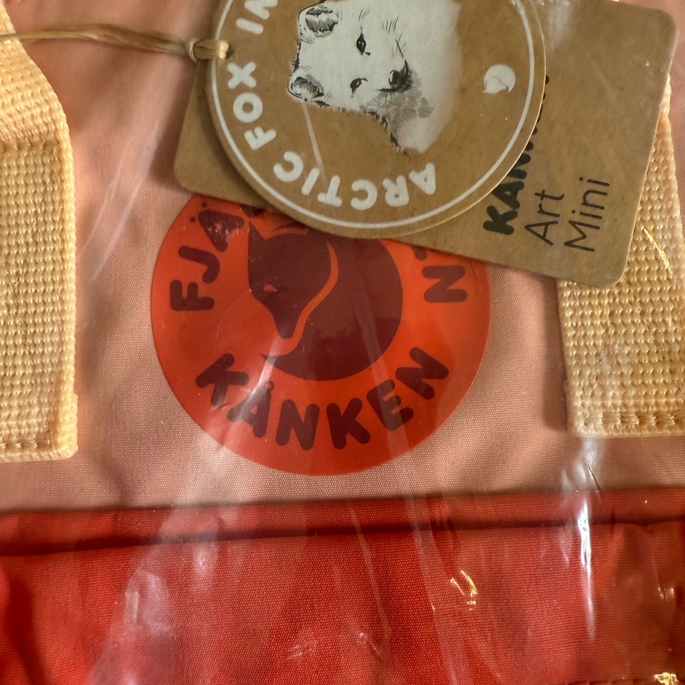 Fjallraven Kanken Mini Coral and Peach Backpack with Cream Straps - Picture 4 of 5